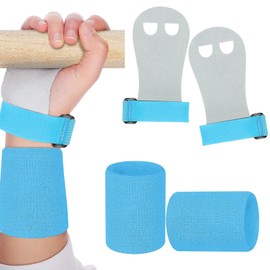 heqxwl 2 Gymnastics Hand Grips Gloves Wristbands, Gymnastic Hand Grips Gymnastic Bar Palm Protection and Wrist Support Sports Accessories for Boys Girls Youth Kids Workout and Exercise (Blue, M)