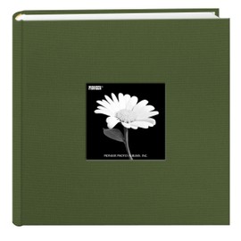 Fabric Frame Cover Photo Album 200 Pockets Hold 4x6 Photos, Herbal Green