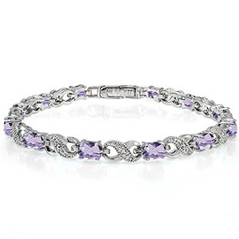 Ice Gems Sterling Silver Genuine or Created Gemstone Infinity Tennis Bracelet, Metal, Amethyst