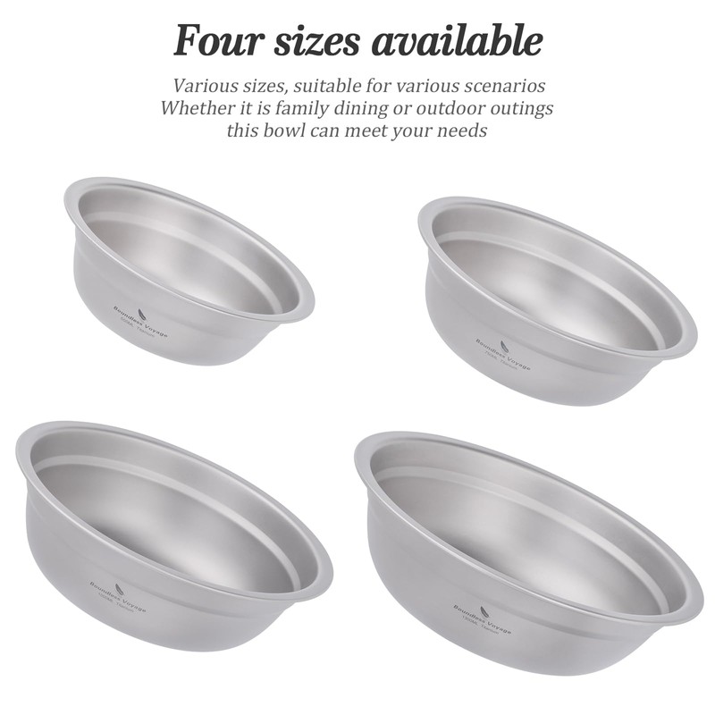 Boundless Voyage Camping Plate Titanium Pan Dish Bowls Set Ultralight