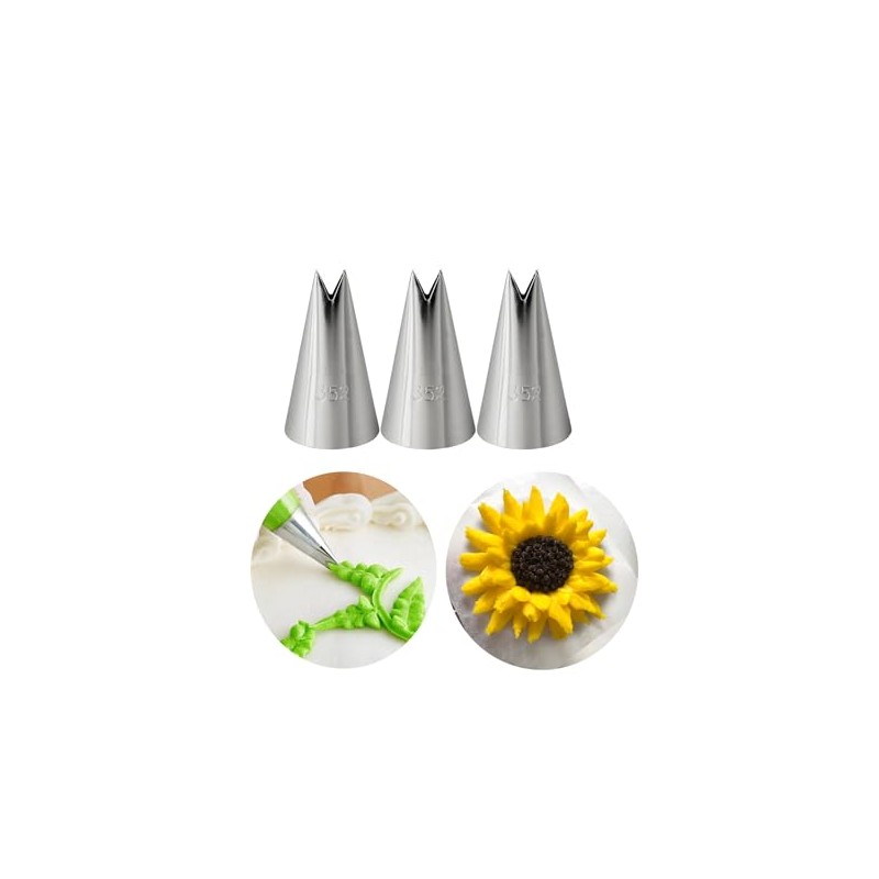 352 Piping Nozzle for Leaves,Ruffles,Zigzags,Ruffles,3 Pcs 352 Leaf Piping Tip