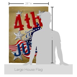 Angeleno Heritage 4th of July House Flag - Eagle Set Patriotic Fourth Independence Day Fireworks BBQ United State American - Decoration Banner Small Garden Yard Gift Double-Sided Made in USA 28 X 40