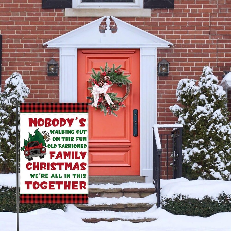 Funny Christmas Garden Flag Happy Xmas Banner Double Sided Winter