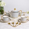 CwlwGO-7 Oz Bone China Blue Tea Cup and Saucer Service