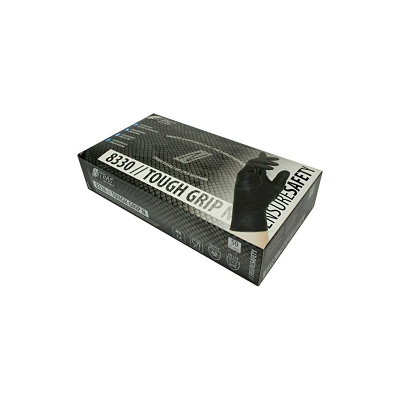 Nitras Disposable Gloves Black Tough Grip Pack of 50 in