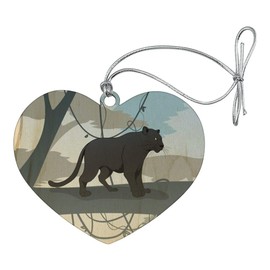 GRAPHICS & MORE Black Panther Leopard Jaguar Forest Heart Love Wood Christmas Tree Holiday Ornament