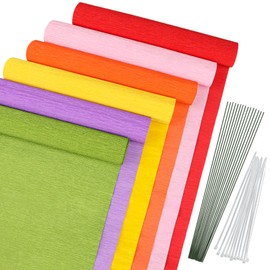 MicButty, 42 Pieces Crepe Paper Colours Crepe Paper Colourful Rainbow Crepe Paper Party Colourful Crepe Ribbons Craft Crepe Colourful for Wedding Decoration Birthday Party Christmas Decoration, colour