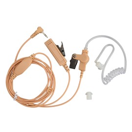 2.5mm Acoustic Tube Earpiece Single Pin PTT Button Walkie Talkie Headset with Steel Clip for Motorola for Talkabout Brown 1Pc