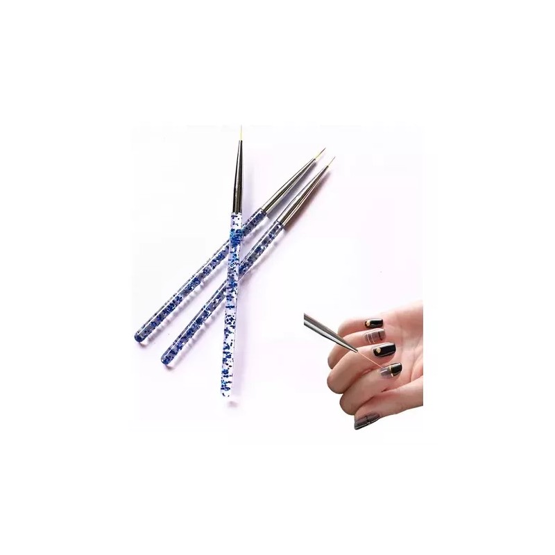 Veraly Pinceles Profesional Para Mano Alzada Decoración Uñas 3pz