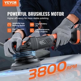 VEVOR 20V Cordless Buffer Polisher, 6-Inch Brushless Dual Action Polisher with 2PCS 4.0Ah Battery, 6 Variable Speed Random Orbital Polisher Kit for Car Detailing, Waxing, Polishing