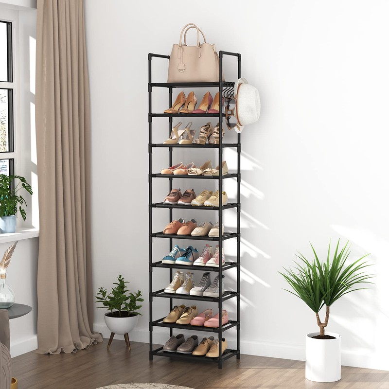 LANTEFUL 10 Tiers Tall Shoe Rack 20-25 Pairs Boots Organizer