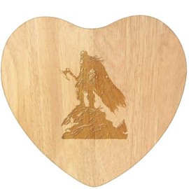 'Viking Standing on Cliff' Wooden Heart Shaped Chopping/Cutting Board (WB00081090)
