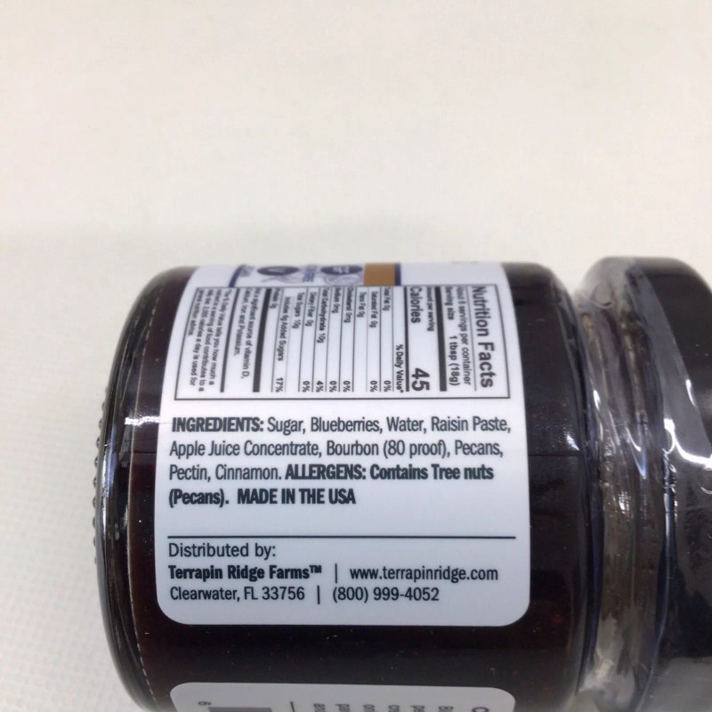 TERRAPIN RIDGE FARMS 6 BLUEBERRY BOURBON JAM 5 OUNCE JARS