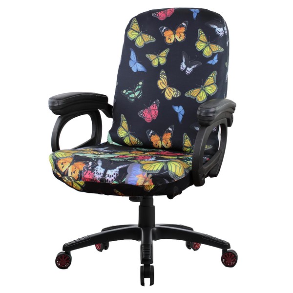 YOXEULL Butterfly Black Computer office chair covers stretchable Soft Fit
