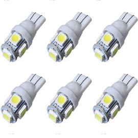 britelites Jtech 6x 194 168 2825 T10 5 SMD White LED Car Lights Bulb by Newest 5050 Chipset Technology