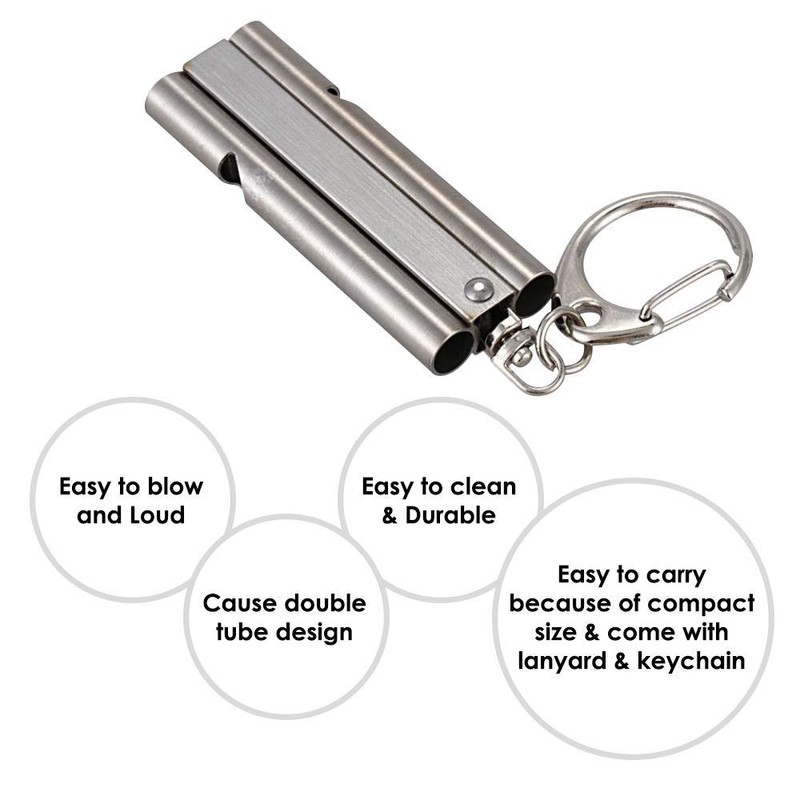 MJFKVYZ 2 Silver Whistle, 2 Neck Strap, Tube Type, Stainless