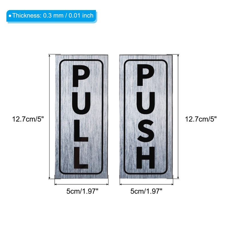 PATIKIL Push Pull Door Sign, 2 Set 2"x5" PVC Self-Adhesive