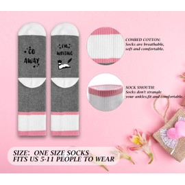MVZX Funny Gifts: Writer Socks - 'Go Away I'm Writing' Novelty Socks, Soft Cotton for Women Authors, Poets & Book Lovers, A34
