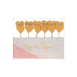 12 Gold Heart Shaped Cupcake Toppers Party Supplies Celebration Accessories 62292