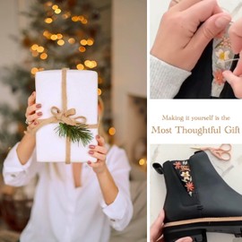 Rattmety 50Pcs Hand Sewing Stabilizers Water Soluble Embroidery Stabilizers Pre-Printed Flower and Leaf Pattern Transfers Stick and Stitch Floral Embroidery Paper for Hand Sewing Lovers