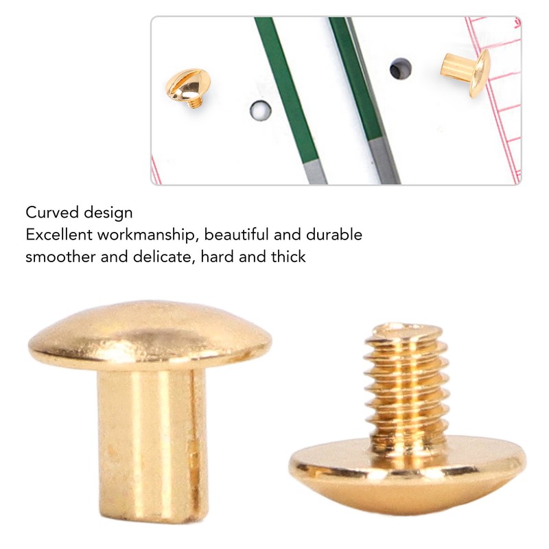 200 Sets Book Binding Screw Uniform Coating Curved Surfaces Brass
