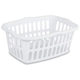 Sterilite 1.5 Bushel Rectangular Laundry Basket, Plastic, Classic Design for Carrying Clothes to and from the Laundry Room, White, 24-Pack