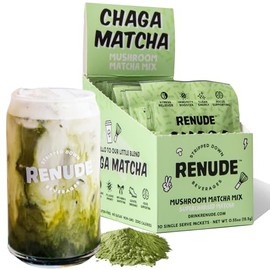 Renude Chaga Matcha - Polvo De Hongo Chaga, Bebida Superalimenticia Con Adaptógenos, Matcha De Hongo De Grado Ceremonial, Cetogénico, Vegano, Sin...  