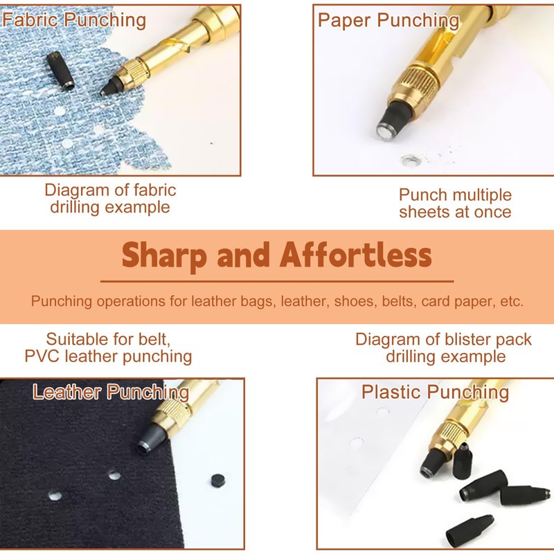 Mnuizu Adjustable Japanese Screw Punch, Screw Hole Punch, 6 Tip
