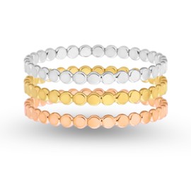 Glimmer Stacking Ring | Silver, Gold, or Rose Gold | Hammered Dot Beaded Stackable Dainty Ring Band | USA Sizes 4-12 (8, 14K Gold Fill)