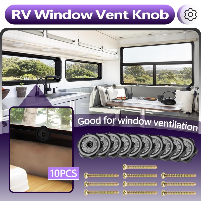 chaseroad 10 PCS RV Window Vent Knob 1" Shaft, Premium