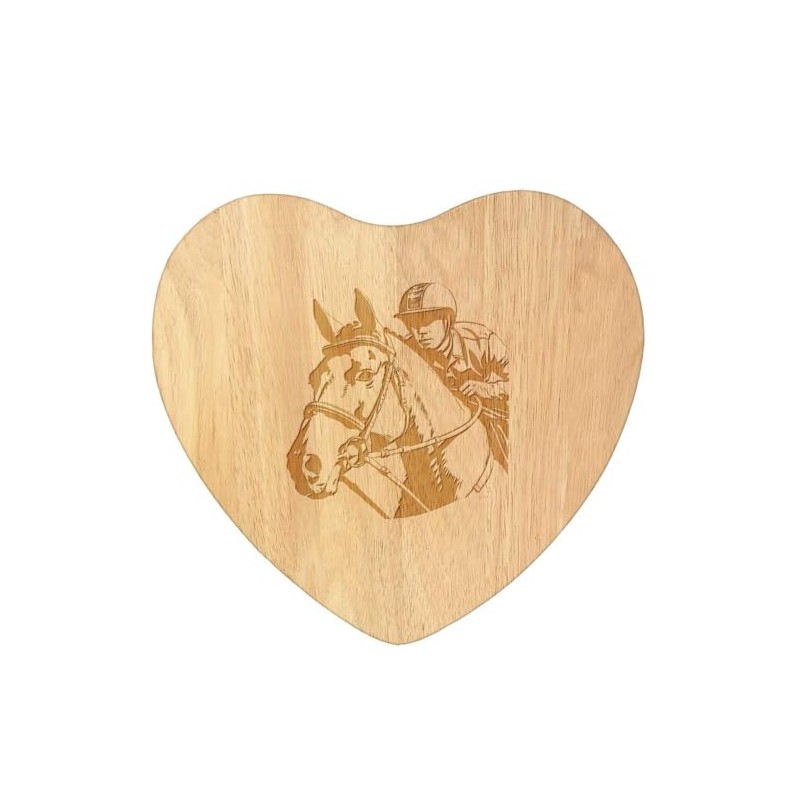 'Horse Rider' Wooden Heart Shaped Chopping/Cutting Board (WB00081072)