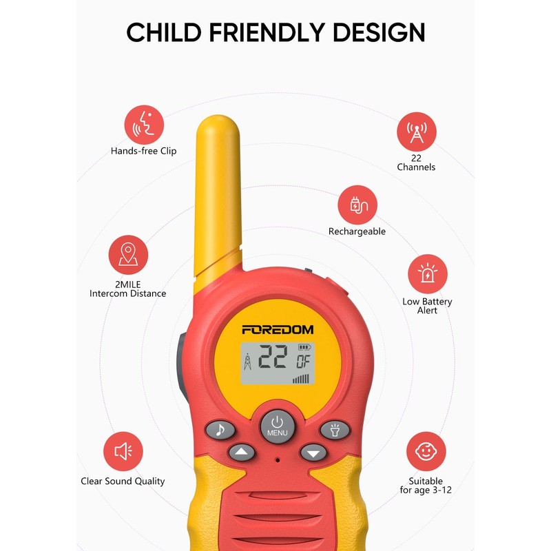 FOREDOM Rechargeable Walkie Talkies for Kids Walkie Talkies Long Range