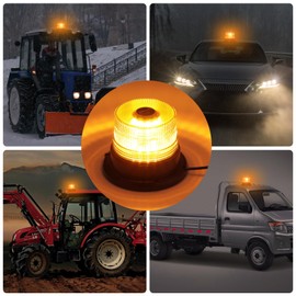 Justech 40LEDs Amber Strobe Light Emergency Warning Strobe Light Flashing Beacon Lights 7 Flash Modes Waterproof with Magnetic Base for 12/24V Truck Vehicle Tractor Bus (Transparent Lens, Amber Light)
