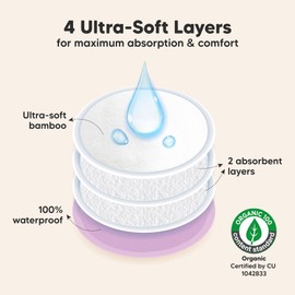 Organic Nursing Pads - 14 Washable Viscose Derived from Bamboo Breastfeeding Pads, Wash Bag, Reusable Breast Pads for Breastfeeding, Nipple Pads for Breastfeeding Essentials (Violet, L 4.8")