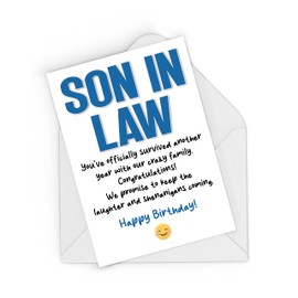 Rib ticklerz - Son In Law Birthday Card Funny Birthday Card For Son In Law Daughter's Husband Gifts Family Happy Birthday Laughter Shananigans Humour Card - CD858