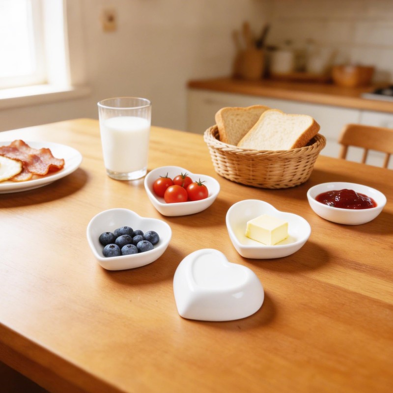 CACASO 10 Piece Serving Platter Set, Heart Shaped Ceramic Sauce
