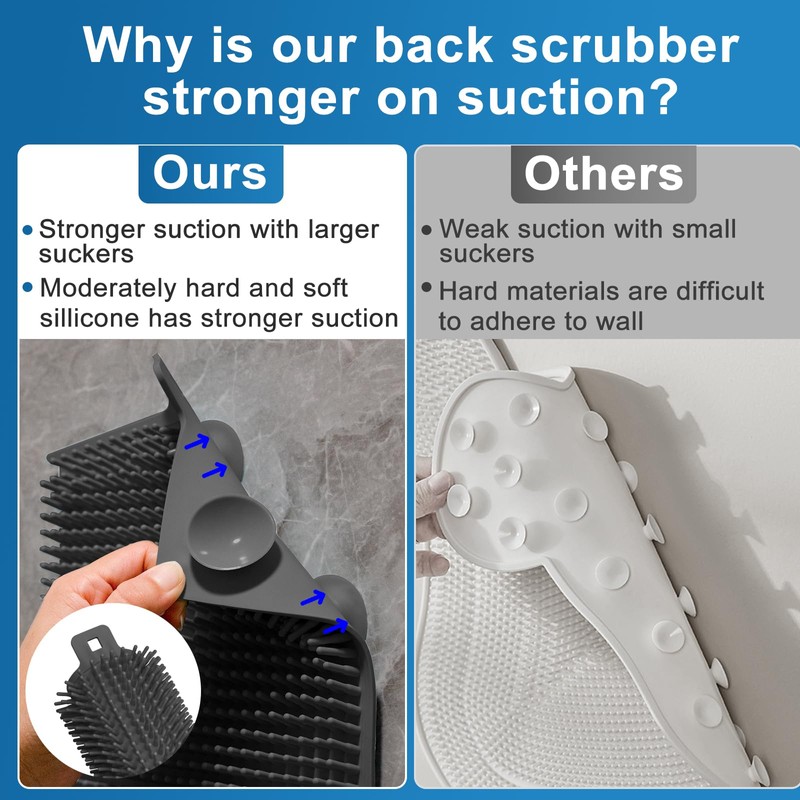 Back Scrubber for Shower Wall, Hands-Free Shower Foot & Back