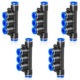 ERGAOBOY 5 pieces 6 mm pipe AD push to connect 5 way plastic quick release distributor hose connections