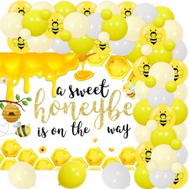 Party-Dekorationen mit Honigbienen-Motiv, eine süße Honigbiene ist unterwegs, Hintergrund und gelbe Ballon-Girlande, Bogen-Set für Babyparty, Geburtstag, Hochzeit, Brautjubiläum, Taufe,