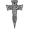 Celtic Cross Dagger White Iron-On Patch Embroidered Irish Crucifix