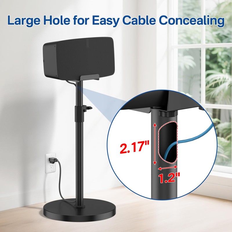 Upgraded Height Adjustable Floor Speaker Stand for Sonos Five &