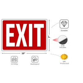 Berpahome (2 Pack) Exit Sign, 10 x 7 Inches, 120 Mil Plastic, UV Protected, Weather Resistant, Waterproof, Durable Ink, Easy To Mount