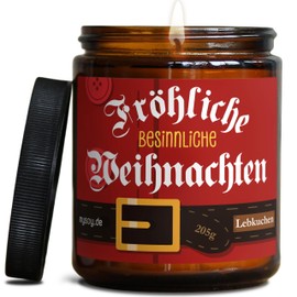 Originelle Weihnachts Duftkerze mit Spruch zu Weihnachten | Handgemacht in Berlin | In Geschenkbox | Witzige & Freche Weihnachts Geschenk Kerze Familie Lehrer Idee Tischdeko |Lebkuchen