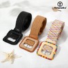 TRIWORKS 3 Pack Straw Woven Stretch Belt for Women,Raffia Elastic