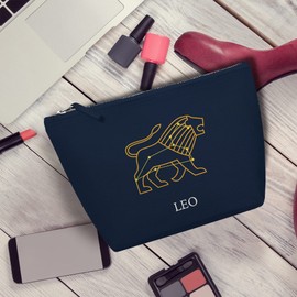 Makeup Bags for Women Leo Zodiac Gifts - Star Sign Horoscope Make Up Bag - Birthday Gifts, Best Friend, Wife, Girlfriend, Sister, Her - Printed Cosmetics Bag - Navy-M