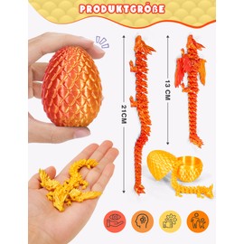 HIMS Set of 2 3D Printed Dragon Egg, Mysterious Dragon Egg with Dragon Inside, Realistic Dragon Eggs with Wings for Children Adults, Surprise 3D Dragon in Egg Dragon Toy