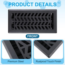 Yaocom 8 Pcs Floor Register with Cover Trap 4x10 Inch Set Including 4 Pcs Walkable Design Vent Covers 4 Floor Register Trap Screen Vent Mesh Filters for Home Replacement