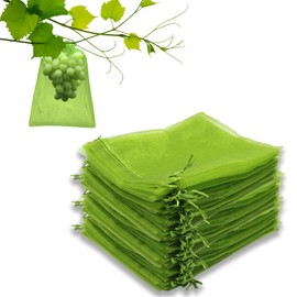Leeyunbee Pack of 100 Grape Protection Bags, 20 x 30 cm, Fruit Protective Bags, Grape Protective Bags with Drawstring, Organza Bag, Garden Mesh Bag for Protection Against Birds, Wasps, Fruit Flies,
