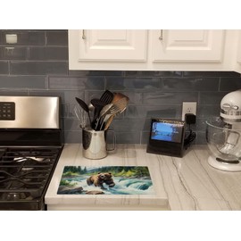 Caroline's Treasures Alaskan Wilderness Grizzly Bear Glass Cutting Board Decorative Tempered Glass Kitchen Cutting and Serving Board Large Size Chopping Board