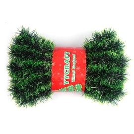 YYCRAFT 10 Yards (30 Feet) Commercial Length Thick Foil Tinsel Christmas Garland Classic Christmas Decorations, Dark Green